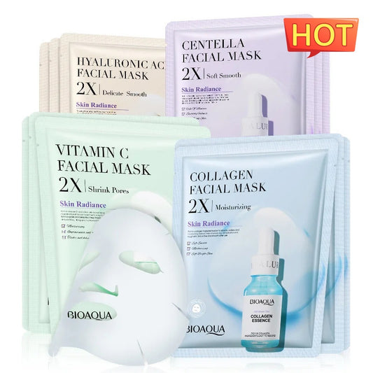 Masque Visage en Tissu – Collagène, Acide Hyaluronique & Vitamine C